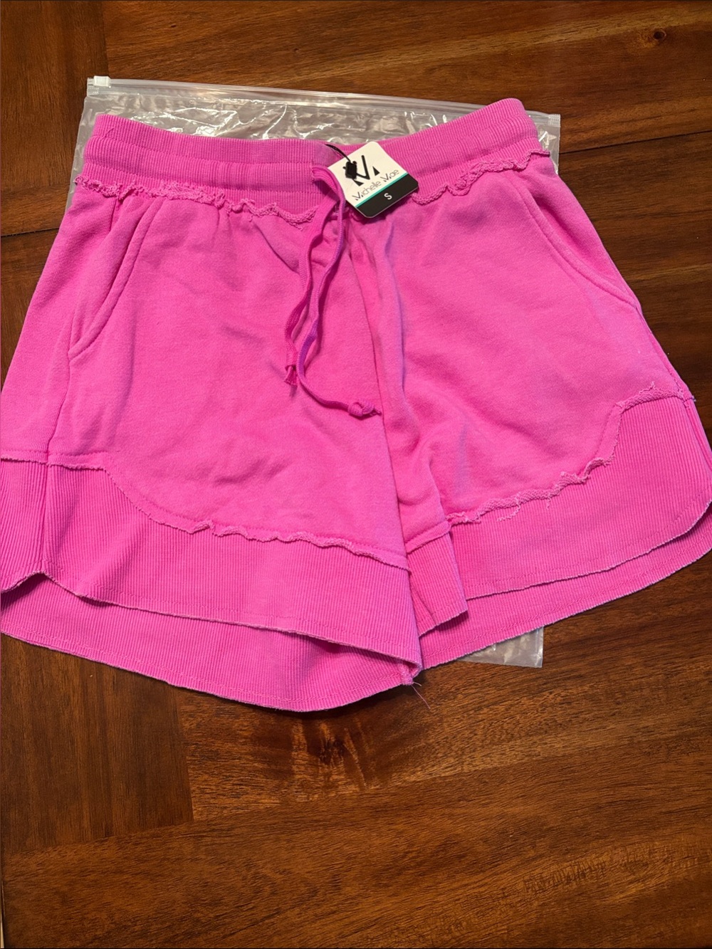 Michelle Mae Bright Pink Knit Pull-On Shorts with Drawstring